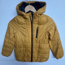 Zara Boys Puffer Jacket Hooded Mustard Yellow Zip Coat Size 7