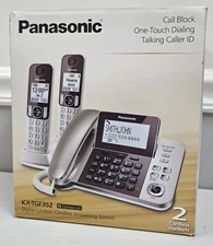 Panasonic Dect 6.0 Corded 2 Cordless Phone System Caller ID Answering KX-TGF352N