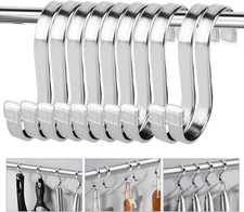 10 Pack Flat S Hooks - Stainless Steel Heavy Duty 3Inch S Hooks for Hanging Pots