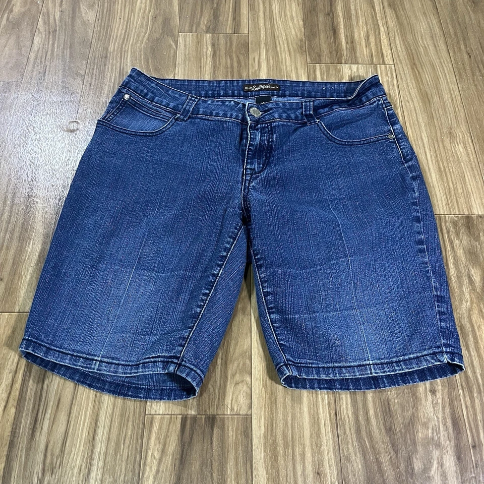 Pantalones cortos de jean bordados vintage South Pole para mujer 16 azul rosa Y2K años 90’s Foto 2 de 4