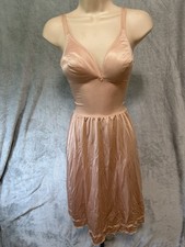 Olga Invisible Touch BodySilk Full Slip 393 Sleep Gown Size 34B Beige Vtg