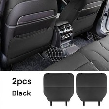 2pcs Car Seat Back Pad Mat Leather Anti-kick Protector For Mercedes Benz Black