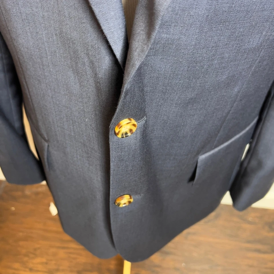 J.Crew Mens $498 Slim Thompson Suit Jacket Worsted Wool Navy Size 42L G1730 - Image 3 of 4