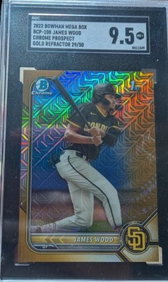 2022 Bowman Mega Box James Wood Gold Refractor 29/50 Jersey Number SGC 9.5 MINT+
