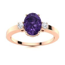 Natural Amethyst February Three-Stone Sister Ring Jewelry Sterling Silver