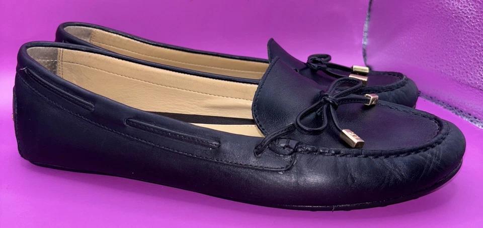 Michael Kors MK DAISY Luggage Black Leather Moc Loafers Flat Shoes Sz 10m (0736) - Image 2 of 4