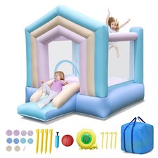 Kids Bounce House w/ Slide Basketball Rim Manual Pump 480W, Blower Included