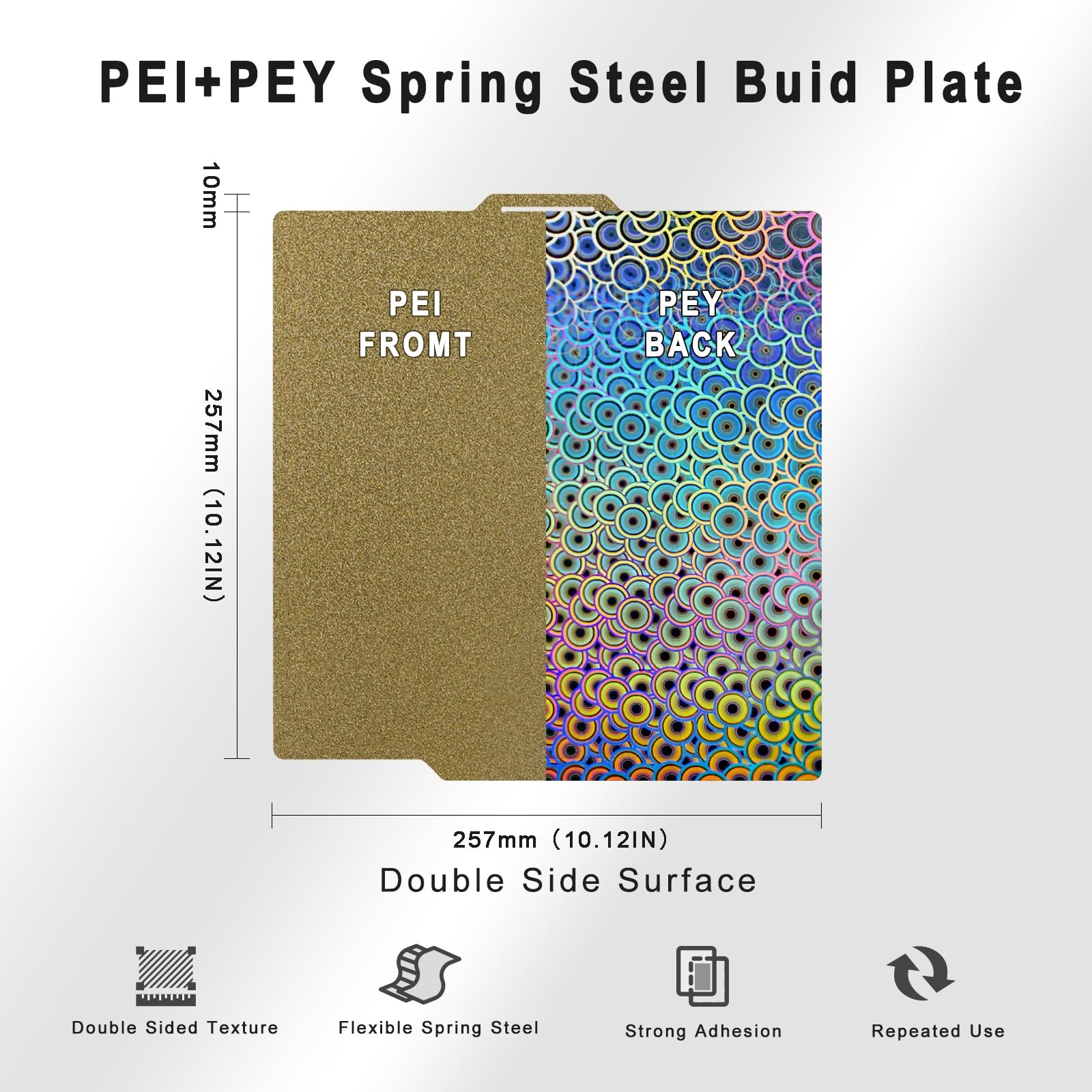 TIOPY Kaleidoscope PEY+Textured PEI Bambu Build Plate 257x257 mm,for Bambu La...