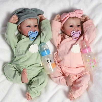 18'' Washable Reborn Baby Dolls Full Body Vinyl Silicone Realistic Twins Gifts