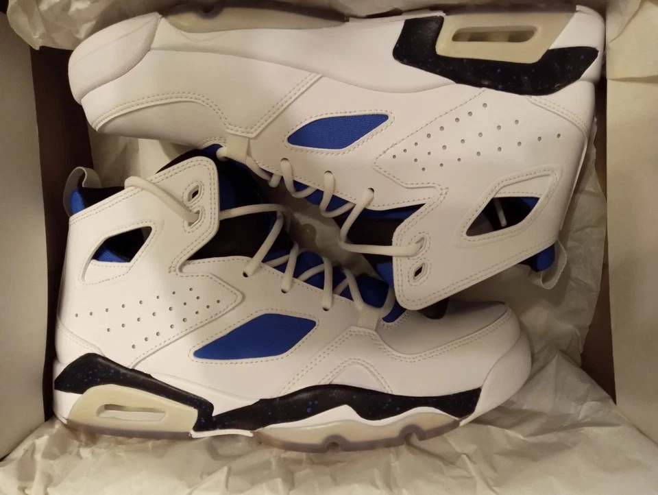 🔥Jordan Flight Club 91 Branco, Preto, Azul Salpicado🔥Tamanho 8M-9.5W (Não Usado) - Imagem 2 de 4