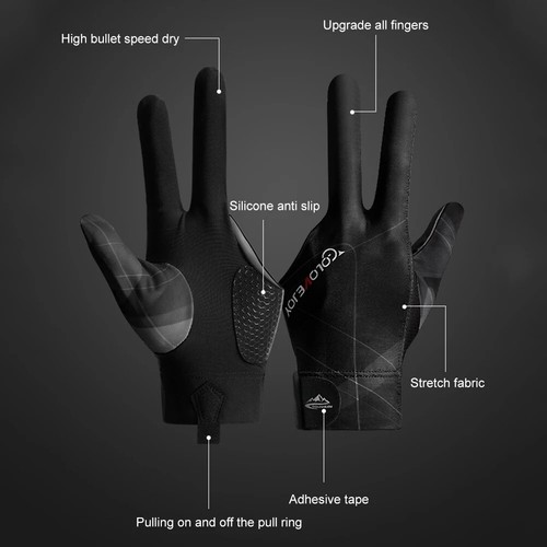 Snooker Billiard Glove Pool Left & Right Hand 3 Finger Billiard Glove For Unisex - Picture 2 of 40