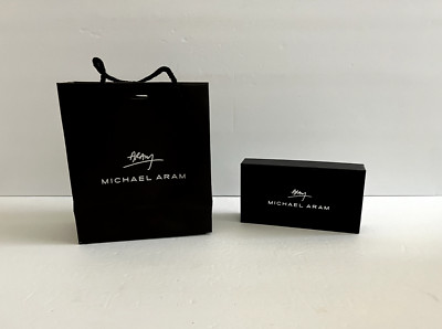 MICHAEL ARAM 6 x 3.25 inch Rectangle Silver Grey Black Empty Box & Bag Marble