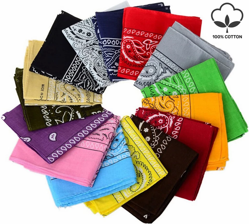 12 Pcs Lot 100% Cotton Paisley Print Bandana Face Cover Head Warp Headband Scarf - Image 2 of 4