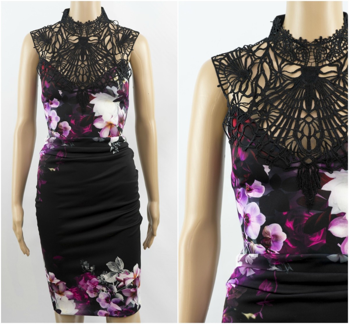 exLipsy Cornelli Lace High Neck Print Bodycon Occasion Graduation