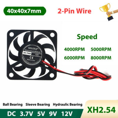 4007 DC Brushless Cooling Fan Mini Silent Fan Cooler 3.7V 5V 9V 12V 2-Pin XH2.54