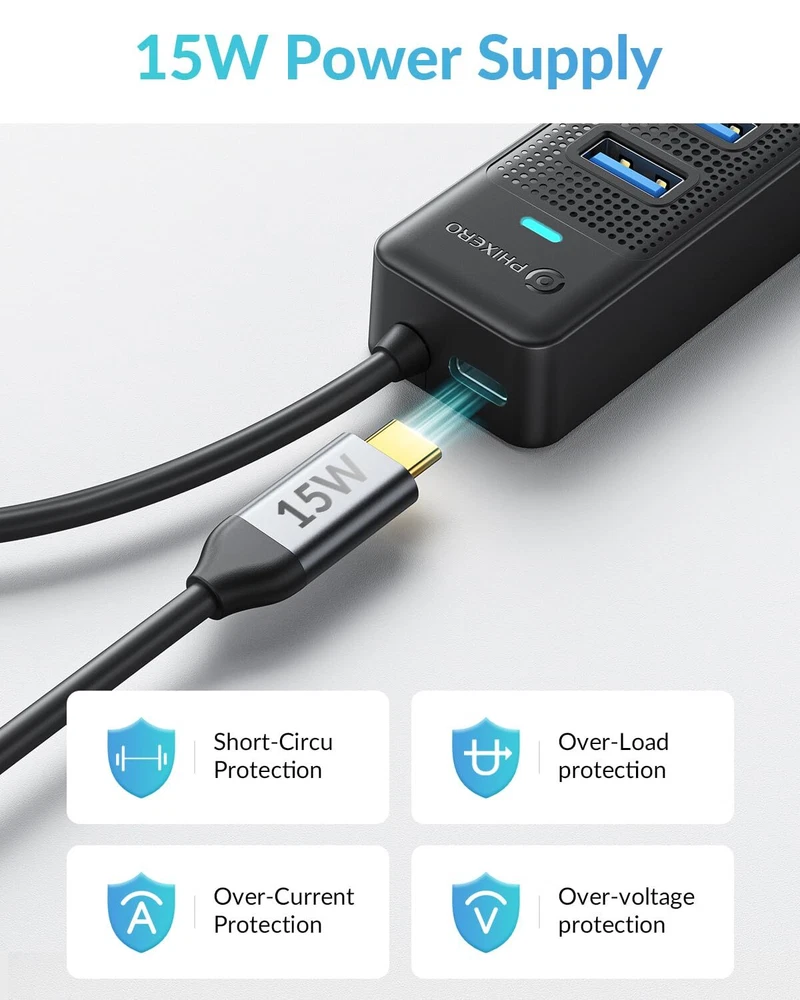 7-Port USB 3.0 Hub with 3.3FT Cable for Multiple Devices