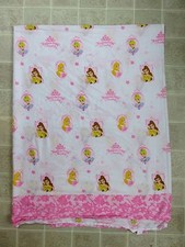 DISNEY Princesses TOP/FLAT Bed SHEET Twin White Shimmering Beauty Faces Portrait