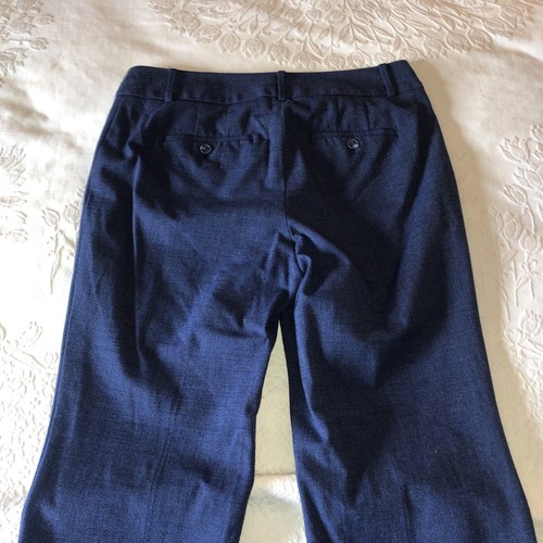 ANN TAYLOR LOFT SIZE 8 JULIE TROUSER NAVY BLUE LINEN BLEND FLAT FRONT RAW HEM - Picture 9 of 9