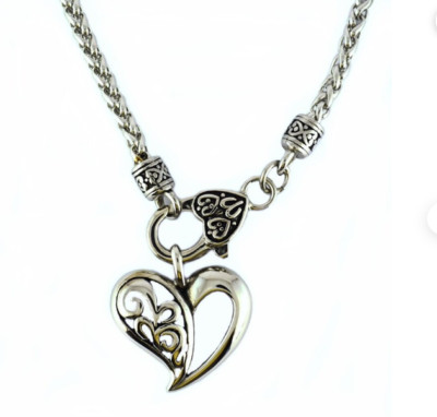 Free Form Heart Pendant on 4mm Foxtail Chain Stainless Steel 34