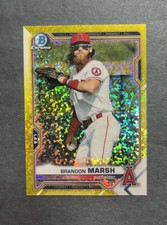 2021 Bowman Chrome Prospects Yellow Mini-Diamond Refractor /75 Brandon Marsh