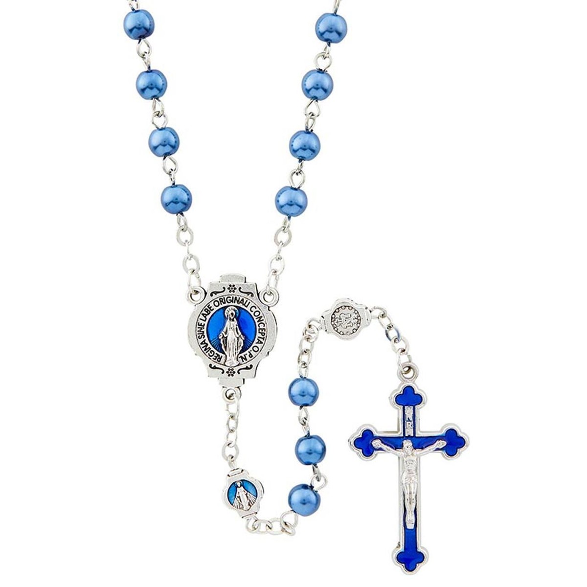 Blue Miraculous Medals Rosary Bracelet Pack of
