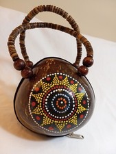YKK Coconut Shell Handbag Beaded Yellow Orange Blue