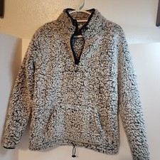 PINK By Victoria Secret 1/4 Zip Pullover Womens Sz XS Gray Sherpa Fleece
