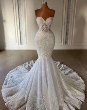 Mermaid Wedding Dresses Bridal Gowns Sweetheart Illusion Full Lace Appliques