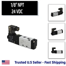 1/8'' 5 Port, 2 Position Pneumatic Solenoid Valve, 24V DC Coil, Air Return