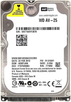 WD 320GB 2,5'' Laptop Festplatte SATA II 5400RPM