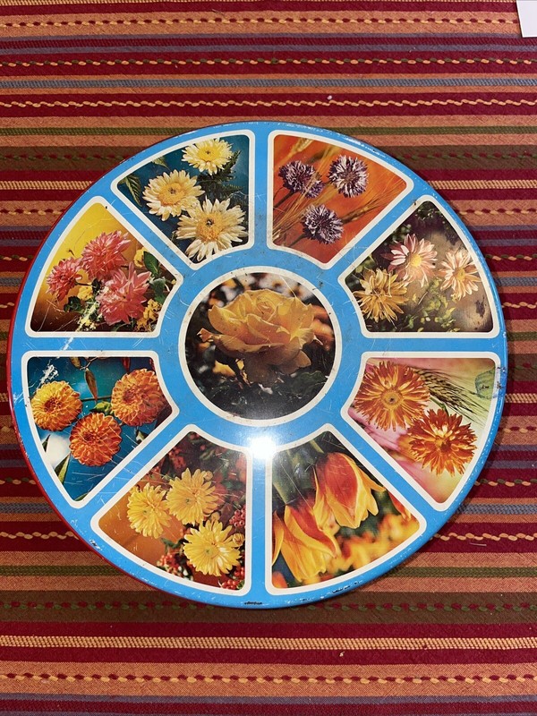 Vintage Valley Brook Farms Garden Assortment Flower Print Cookie Tin Reduced