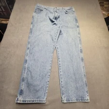 Wrangler Blues Jeans Mens 40x29 Blue Straight Leg Distressed Denim
