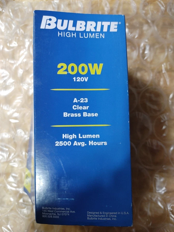 Bulbrite 200w 120v A-23 Clear Brass Base High Lumen Lightbulb - Image 2 of 4