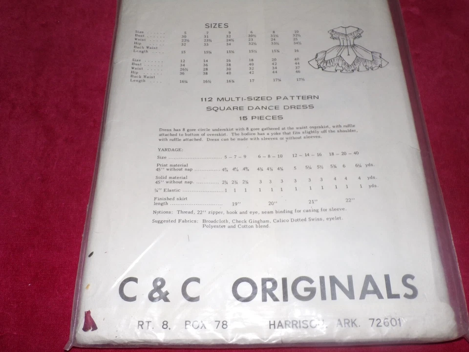 🌼 C & C ORIGINALS #112 - LADIES GORGEOUS SQUARE DANCE DRESS PATTERN  6-10 FF - Image 2 of 2
