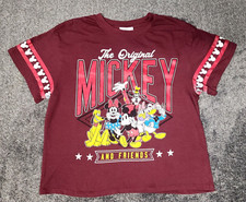 Disney Mickey Kids Burgundy T-Shirt "The Original Mickey and Friends" Size S