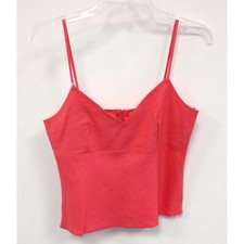 NWOT Junior Size Large Exquz Coral Pink Linen Blend Cropped Tank Top Made in USA