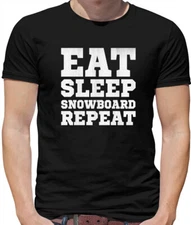 Eat Sleep Snowboard Repeat - Mens T-Shirt - Snow Board Snowboarding Holiday
