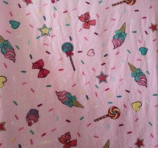 GUC Twin Flat Sheet JoJo Siwa pink ice cream desserts treats bedding bows girls