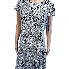 NWT MACY'S ALFANI ANIMAL NATURE LINED BLACK & WHITE FIT & FLARE DRESS 12 $100