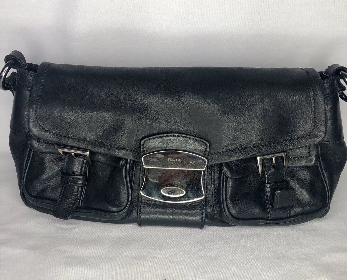 Vintage prada shoulder bag leather hot sale
