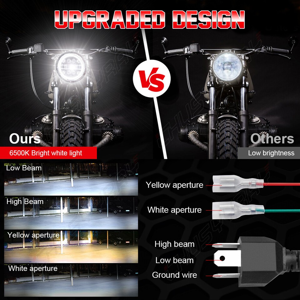 For Hummer H2 2003-2009 Pair 7 inch Round LED Headlights+ 4inch fog ...