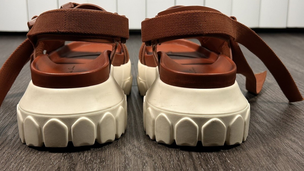 Rick Owens Chunky Tractor Sandals Brown Leather Women's