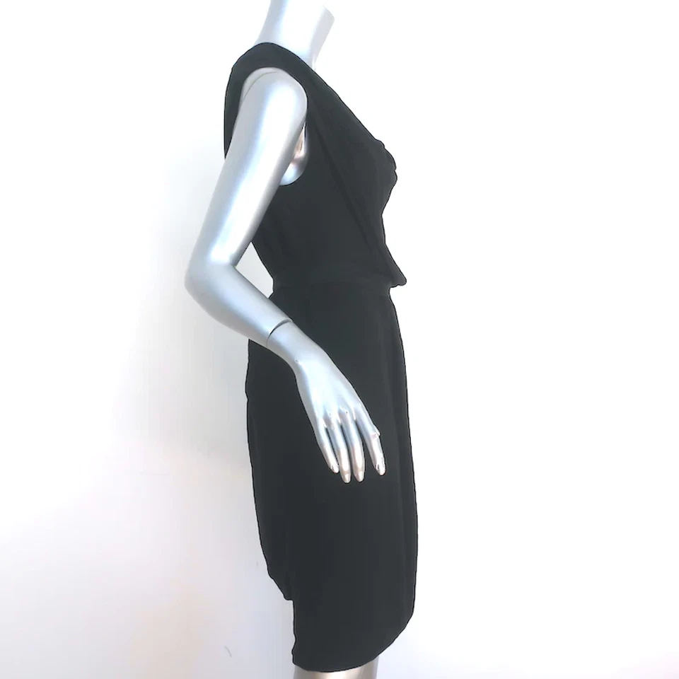 Lanvin Cowl Neck Sleeveless Dress Black Draped Crepe Size 42 - Image 4 of 4