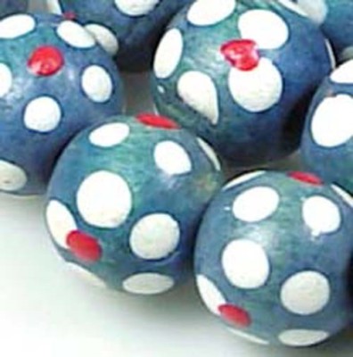 10mm Steel Blue Spring / Summer floral Wood rondelle 16''