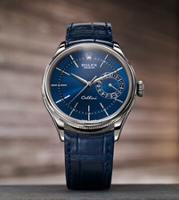 Rolex Cellini Date 18kt WG Blue Guilloche 'Rayon Flame de la Gloire' 50519 4