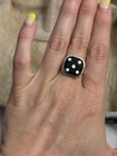 Native American SW Sterling Silver Carved Onyx Black Dice Ring Gamble Play Cards