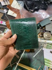 Real Green Ostrich Leg Leather Bifold Wallet Cardholder Men's Wallet Handmade