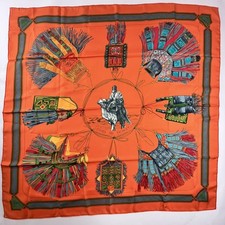 HERMES Cuirs Du Desert 100 Silk Scarf 90 by Francoise De La Perriere Vintage