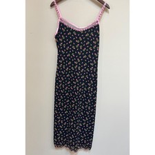 NWT Betsey Johnson x Forever 21 Floral Midi Slipdress Womens Small Black Pink