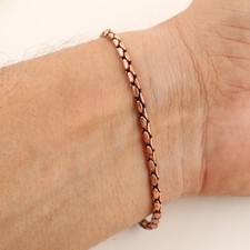 Pure Copper Link Chain Bracelet Men Women Elegant Handmade Jewelry